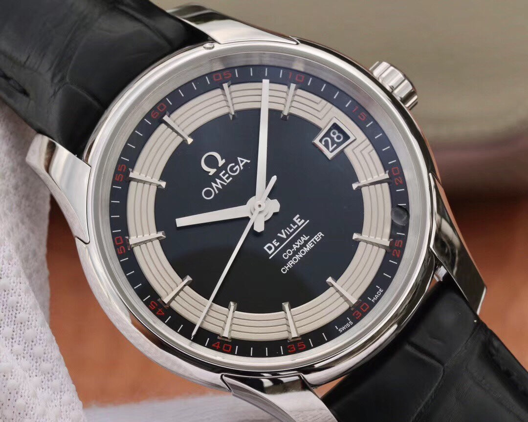 VS공장 오메가 드빌 아워비전 41MM 스탤 블랙앤실버다이얼 악어가죽