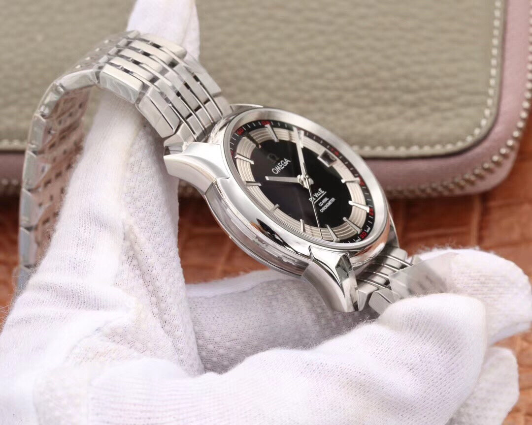 VS공장 오메가 드빌 아워비전 41MM 스탤 블랙앤실버다이얼 브슬