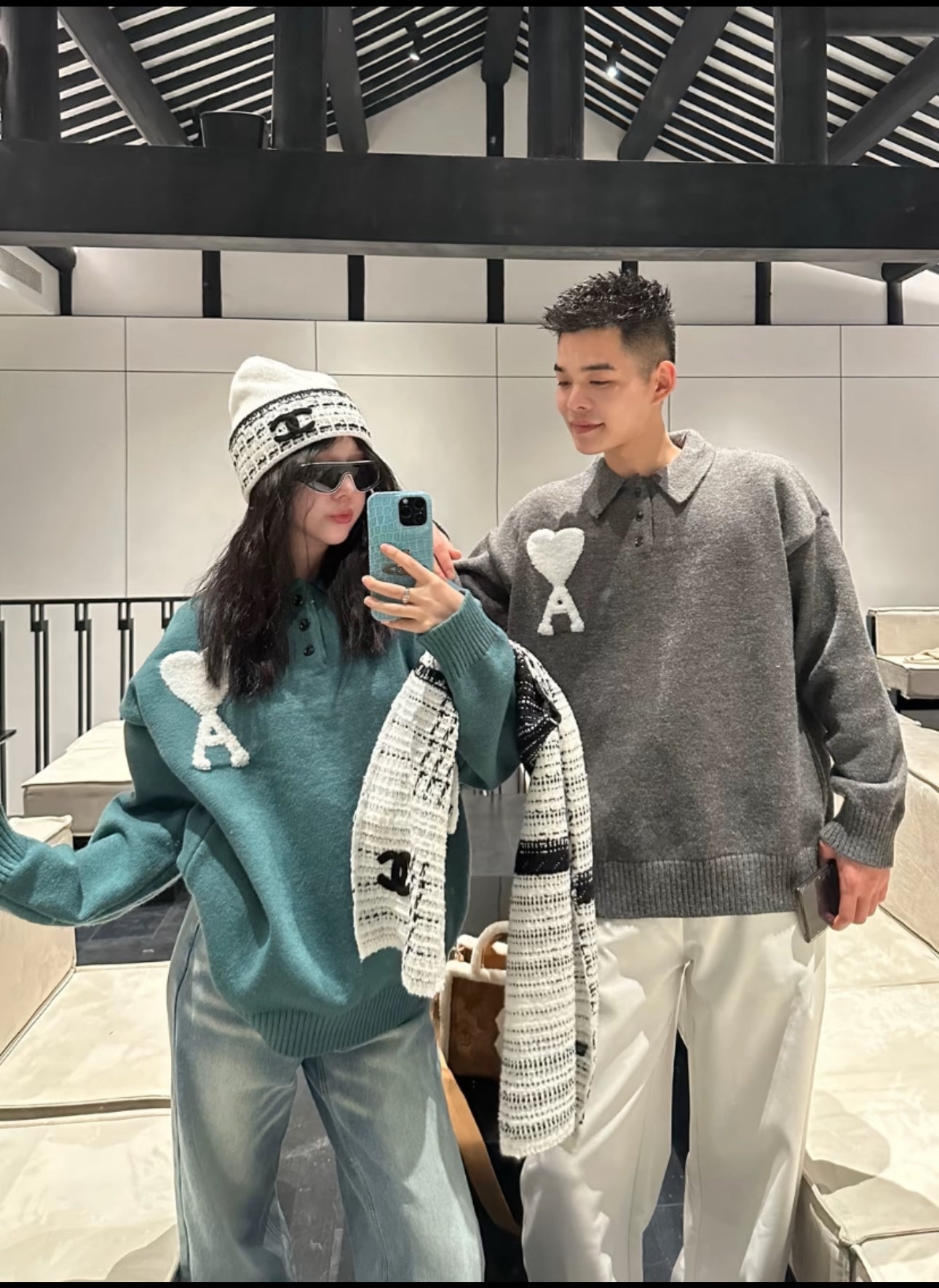 탑아미 / 아미 알파카 라운드 니트 알파카 스웨터