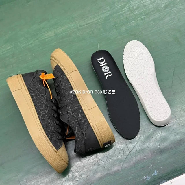 ZOK / 디올,스톤 스니커즈 , B33 콜라보 아일랜드 CD 블랙/그레이