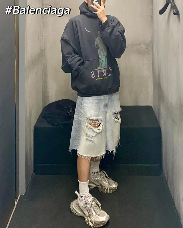 꼬부기 / 발렌시아가 후드티 , 24fw 자유의여신상후드/카멜프린트/3D입체컷팅/핸드메이드