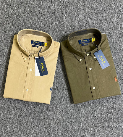 탑폴로 / 폴로 셔츠 , 클래식한 핏 그린 옥스퍼드 셔츠
