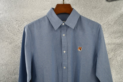 탑키츠네 / 메종키츠네 옥스포드 셔츠 , 클래식 레드폭스 긴팔 캐주얼 셔츠