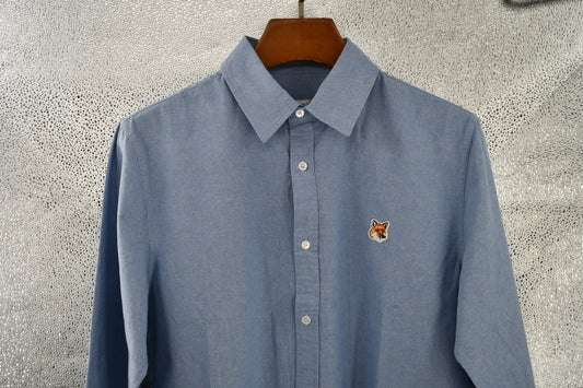 탑키츠네 / 메종키츠네 옥스포드 셔츠 , 클래식 레드폭스 긴팔 캐주얼 셔츠