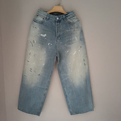 탑아크네 / 아크네스튜디오  오버핏 페인트스타일 데님팬츠