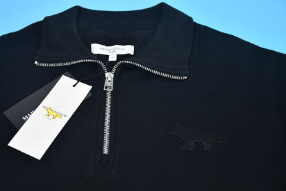 탑키츠네 / 메종키츠네  블랙 반집업 기모 맨투맨