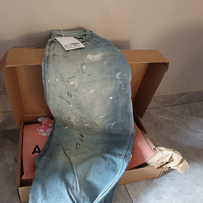 탑아크네 / 아크네스튜디오  오버핏 페인트스타일 데님팬츠