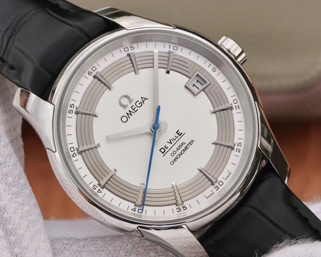 VS공장 오메가 드빌 아워비전 41MM 스틸 화이트다이얼 악어가죽