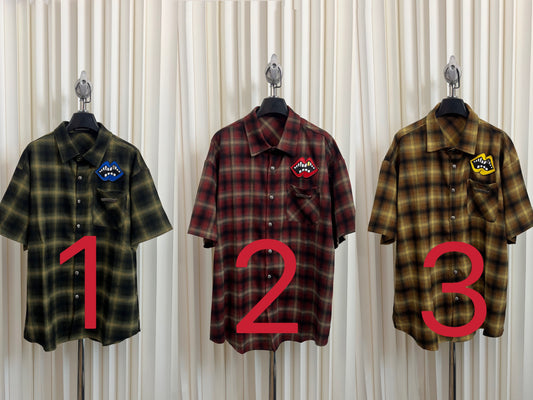 zb/크롬하츠 남성 반팔 체크 셔츠