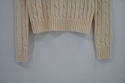 탑키츠네 / 폴로 여성 꽈배기 짜임 라운드 니트