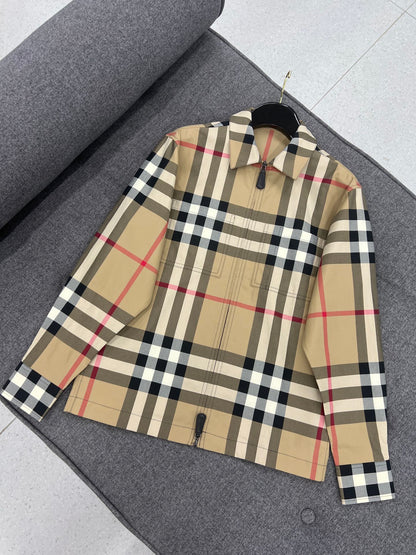 대리석 / 지퍼 셔츠, BBR의 최신 가을 겨울 스타일, 면 100% 집업셔츠