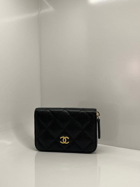 지존 / 샤넬 클래식 지퍼 카드지갑 오리지널 리치 블랙 골드 버클 출고