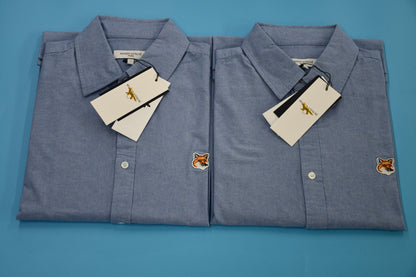 탑키츠네 / 메종키츠네 옥스포드 셔츠 , 클래식 레드폭스 긴팔 캐주얼 셔츠