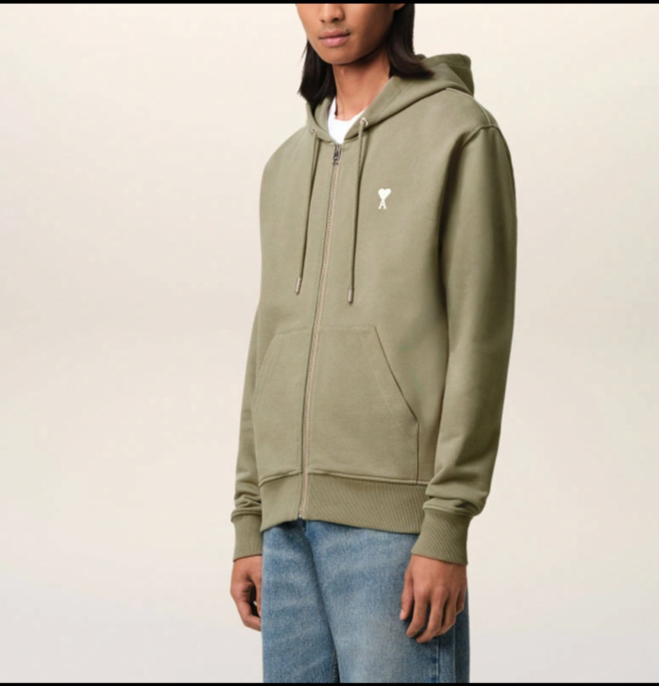 탑아미 / 아미 2025년형 화이트 와펜 후드집업 white badge zipper hoodie