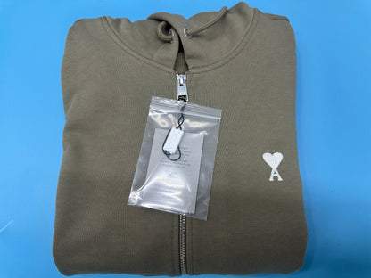 탑아미 / 아미 2025년형 화이트 와펜 후드집업 white badge zipper hoodie