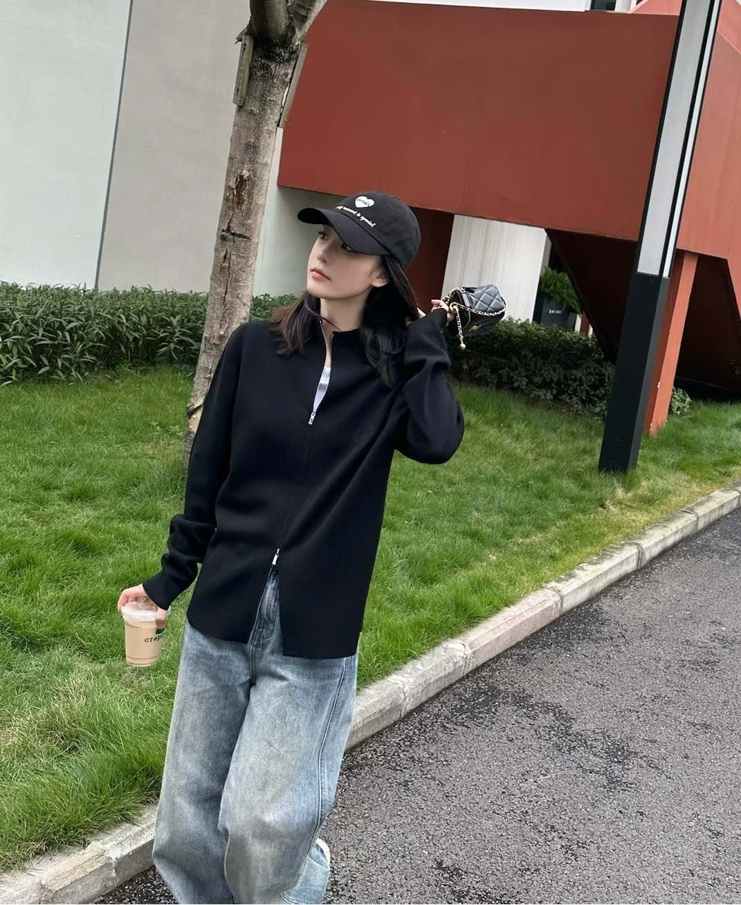 대리석 / 디올 CD 로고 울 블렌드 니트 집업