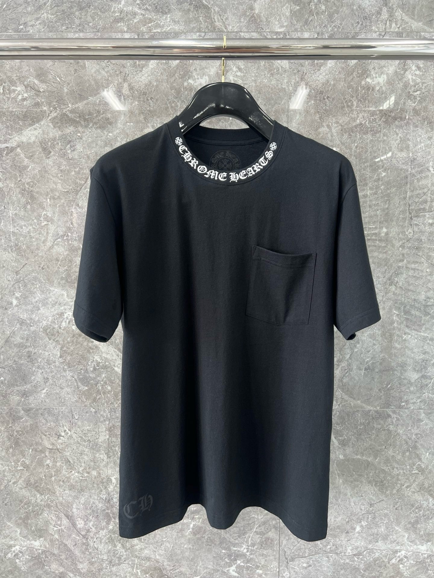 대리석 / 크롬하츠 넥로고 워싱 반팔 티셔츠