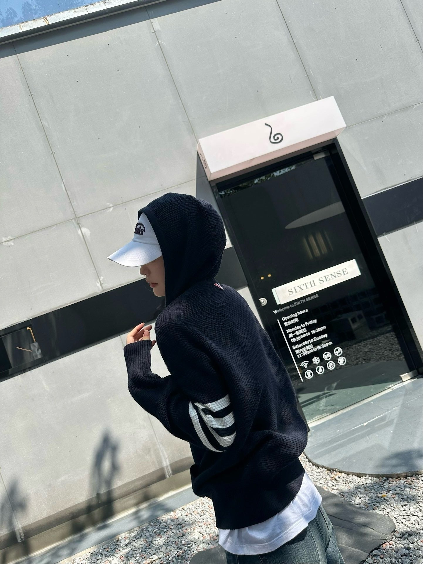 대리석 / 톰브라운 사선 완장 와플 후드 집업