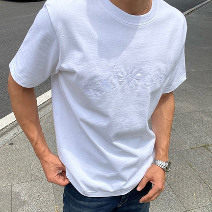 대리석 / 디올 별빛 로고 자수 반팔티셔츠 화이트