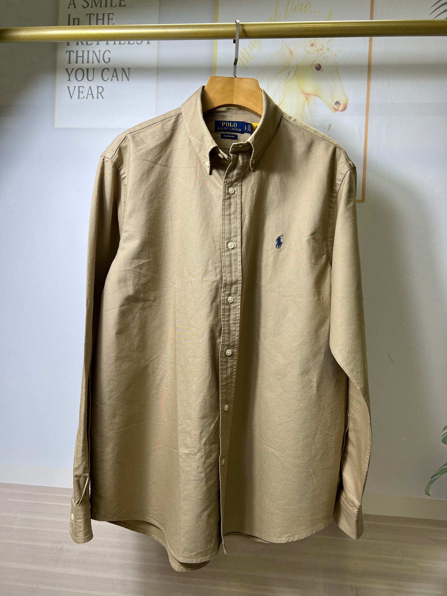 탑폴로 / 폴로 셔츠 , 클래식한 핏 카키색 옥스퍼드 셔츠