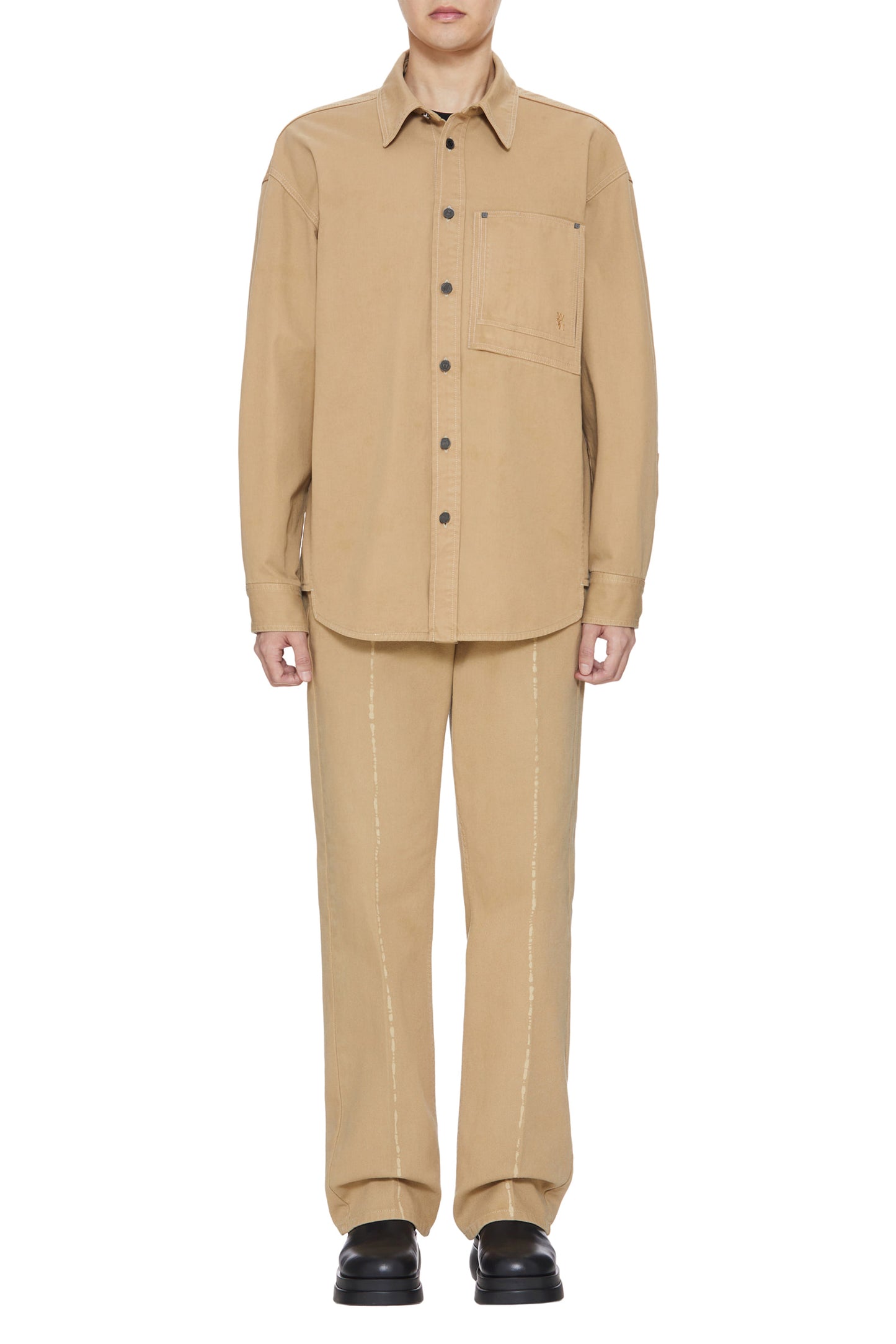 탑우영미 / 우영미 셔츠 , Wooyoungmi 카멜 코튼 엠보싱 백로고 셔츠