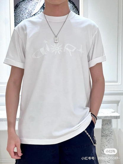 대리석 / 디올 별빛 로고 자수 반팔티셔츠 화이트