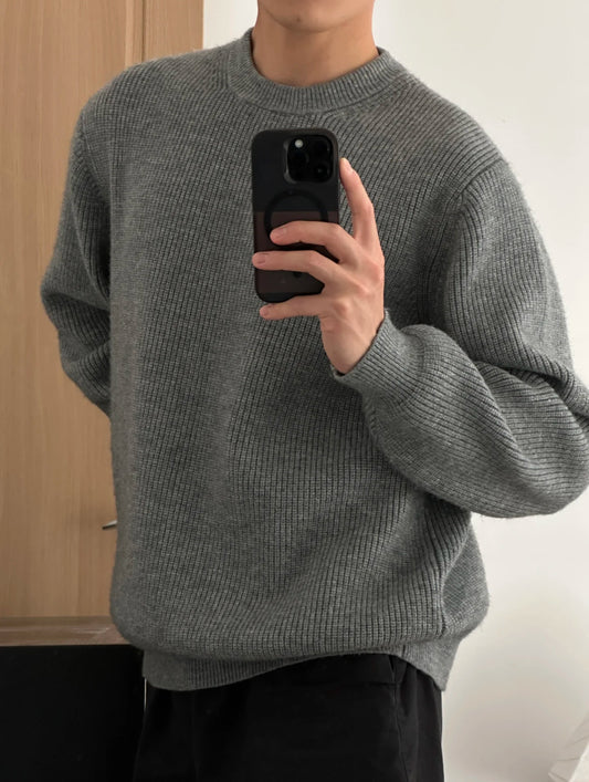 탑아키마 / 마르지엘라  23AW 사각스티치솔리드울풀오버니트