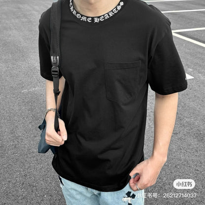 대리석 / 크롬하츠 넥로고 워싱 반팔 티셔츠