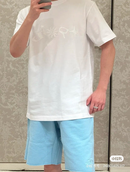 대리석 / 디올 별빛 로고 자수 반팔티셔츠 화이트