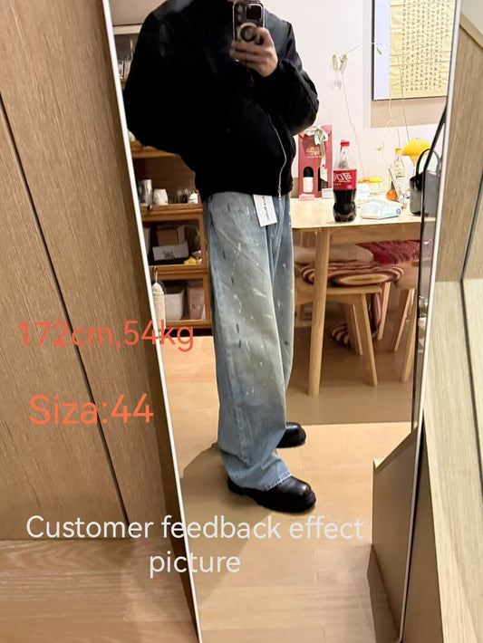 탑아크네 / 아크네스튜디오  오버핏 페인트스타일 데님팬츠