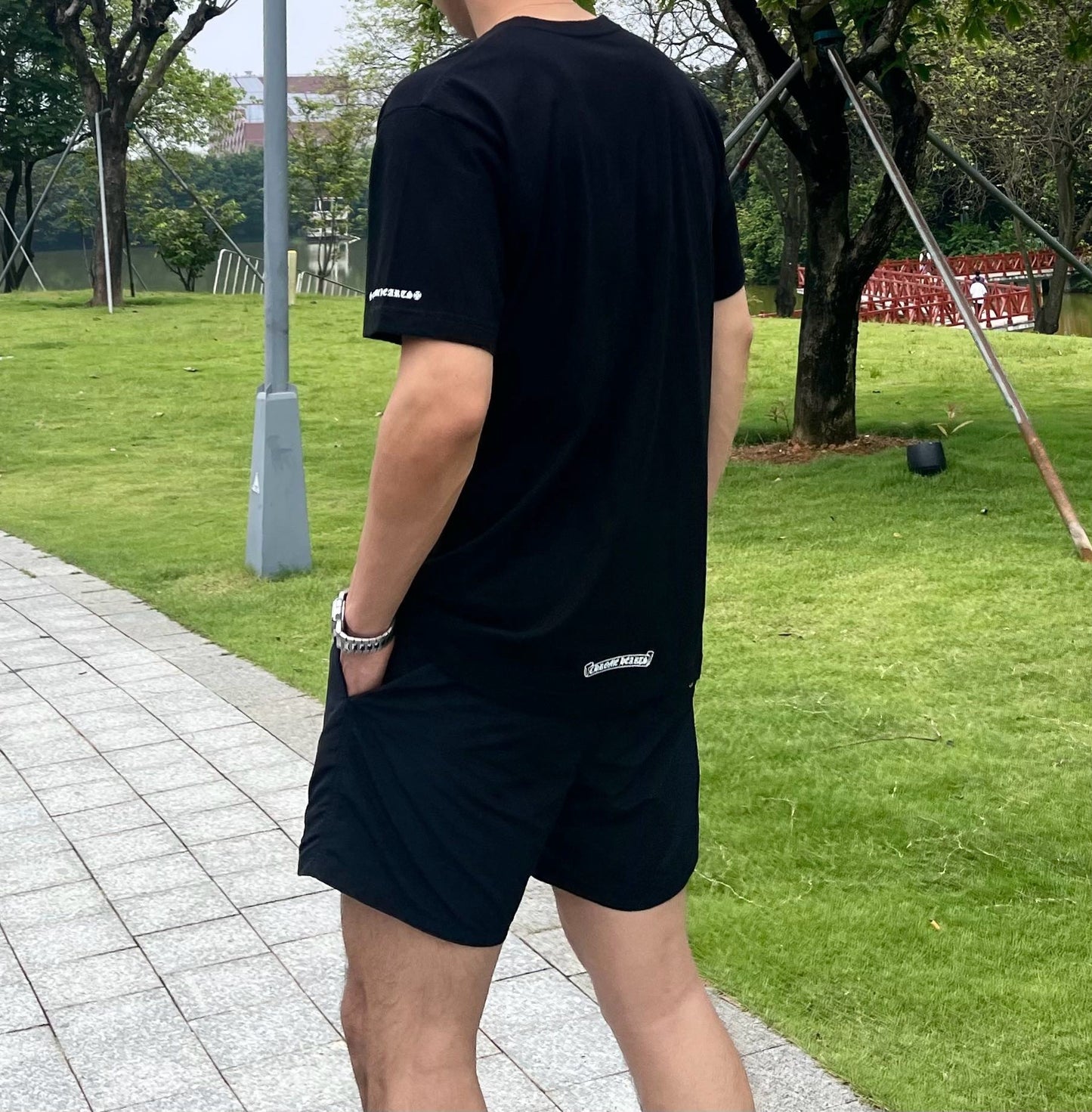 대리석 / 크롬하츠 넥로고 워싱 반팔 티셔츠