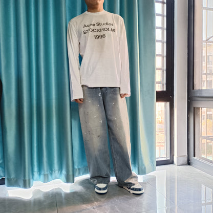탑아크네 / 아크네스튜디오  오버핏 페인트스타일 데님팬츠