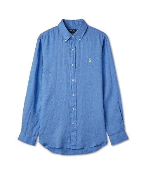 탑폴로 / 폴로 린넨 셔츠 , 클래식한 핏의 연한 파란색 린넨 셔츠