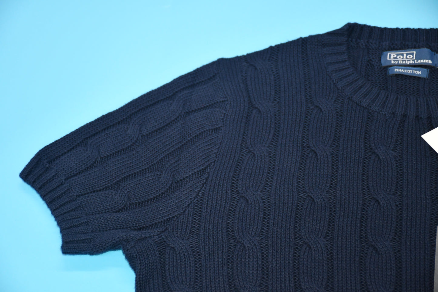 탑키츠네 / 폴로 여성 순면 퀼팅 라운드 니트 반팔