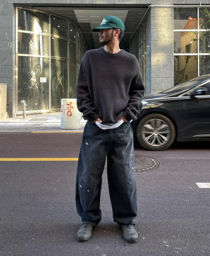 탑아키마 / 마르지엘라  23AW 사각스티치솔리드울풀오버니트