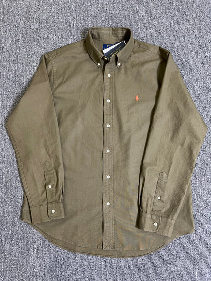 탑폴로 / 폴로 셔츠 , 클래식한 핏 그린 옥스퍼드 셔츠