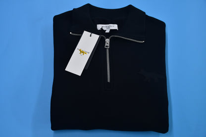 탑키츠네 / 메종키츠네  블랙 반집업 기모 맨투맨