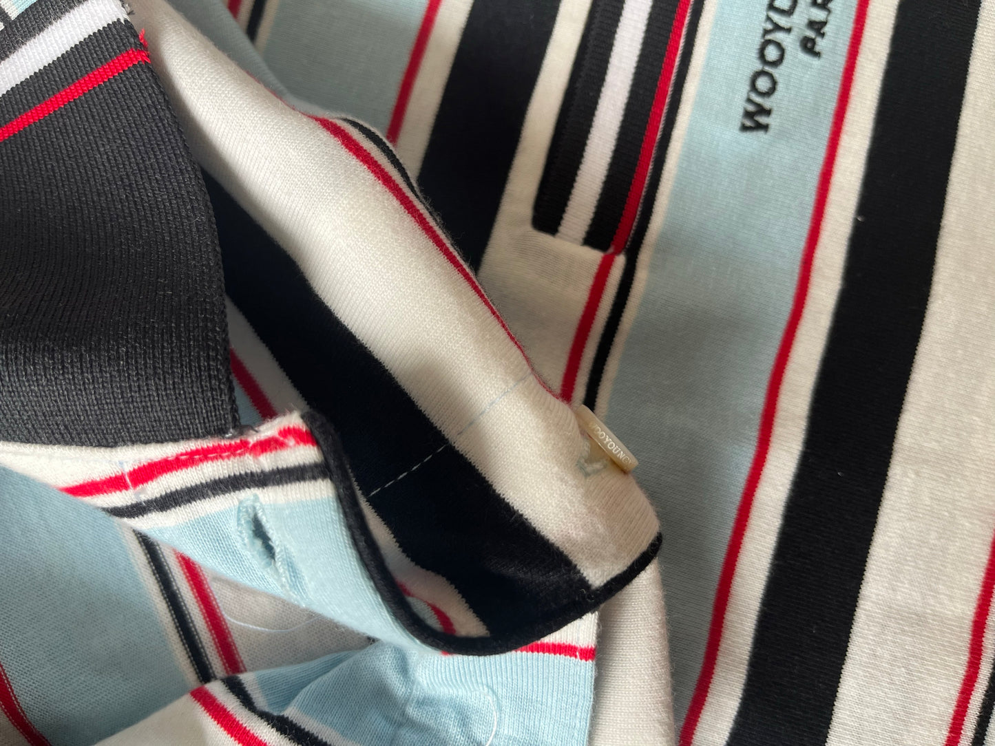 베어 / 우영미 스트라이프 폴로블루 반팔티