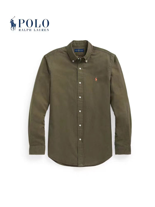 탑폴로 / 폴로 셔츠 , 클래식한 핏 그린 옥스퍼드 셔츠