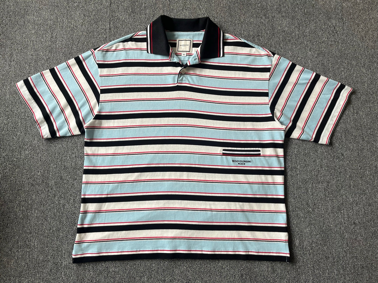 베어 / 우영미 스트라이프 폴로블루 반팔티