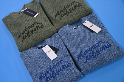 탑키츠네 / 메종키츠네 남녀 공용 라운드 니트 풀오버 니트