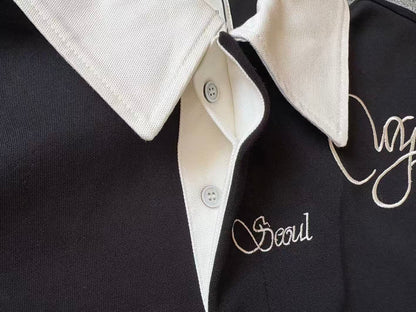 베어 / 우영미 자수폴라긴팔 블랙 카라티