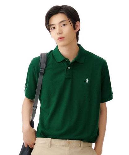 탑폴로 / 폴로 카라티 , 슬림핏 그린 오픈 풀로 셔츠