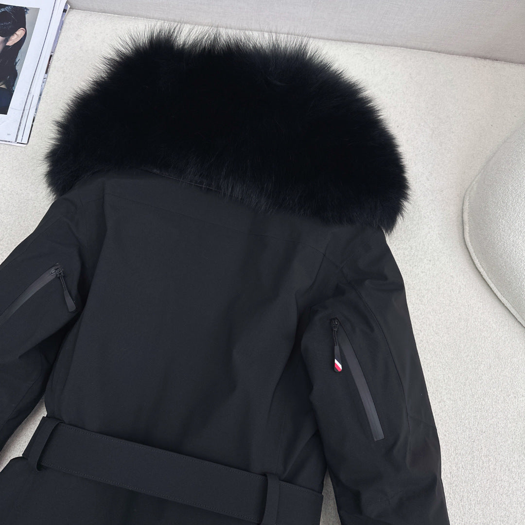 벨라 / MC 가죽 버클 벨트 허리 묶음 큰 털넥 다운 스키복