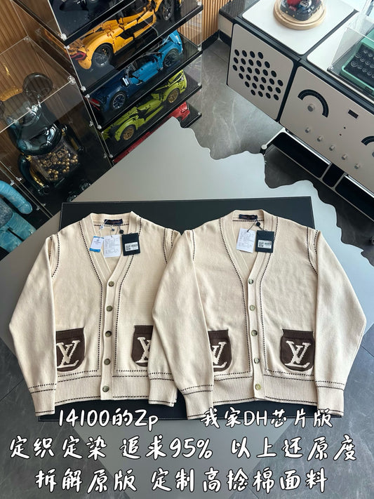 v공장 / 루이비통 시그니처 모노그램 스티치 양모 니트가디건