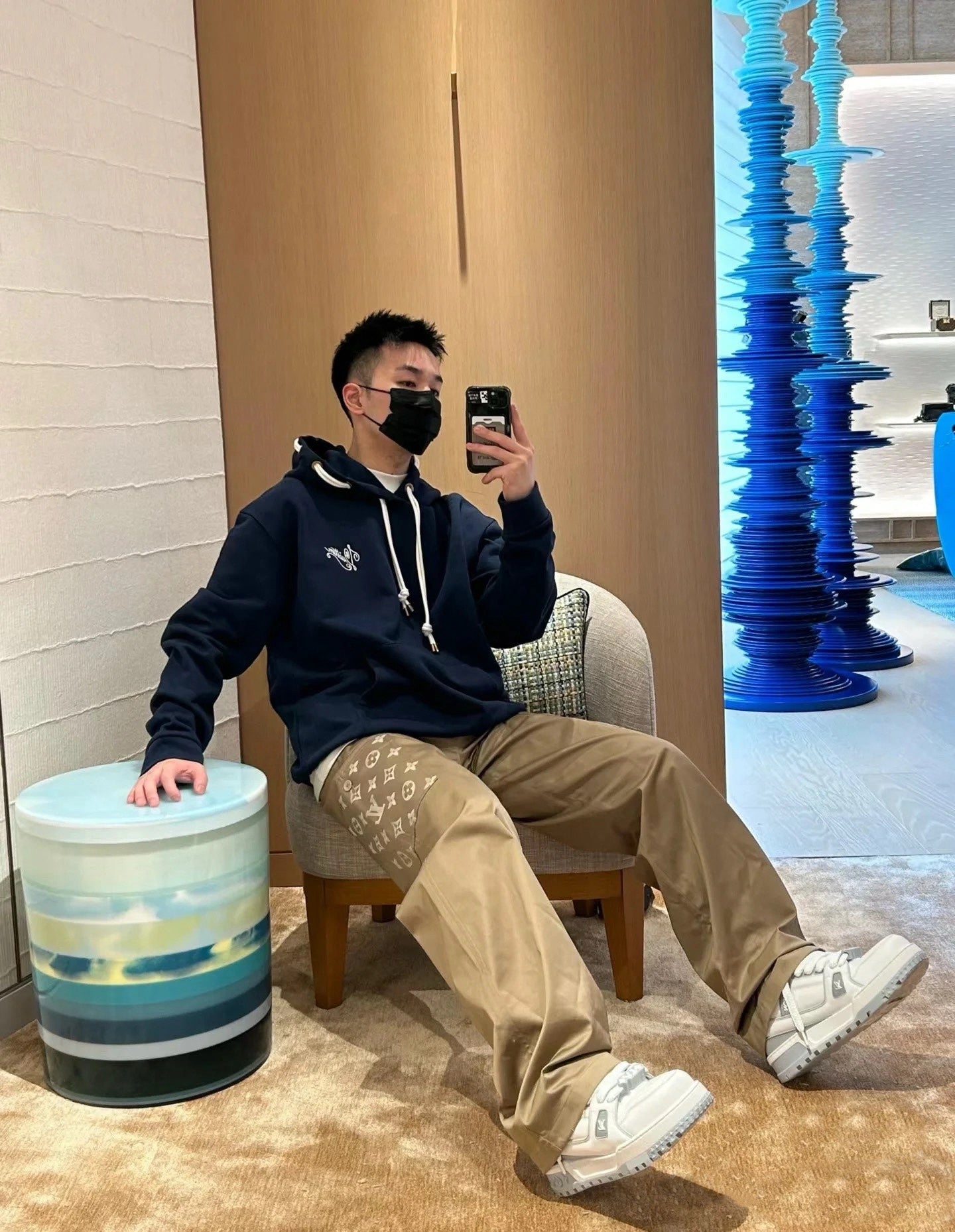 v공장 / 루이비통 LV 코튼 저지 후드티 1AFR30