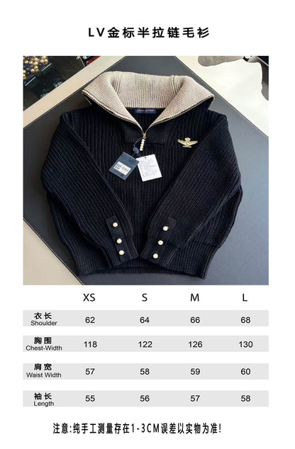 v공장 / 루이비통 2025 1AHC13 청키 울 블렌드 하프 집 풀오버 니트