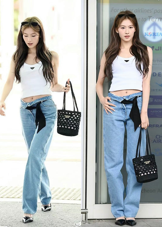 TJ셀러 / 프라다 탑 , 여성 메탈릭 트라이앵글