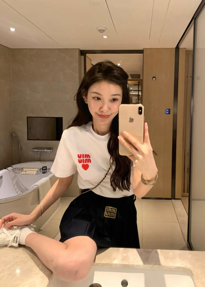 TJ셀러 / 미우미우 반팔티 , 여성 저지 코튼 반팔 티셔츠