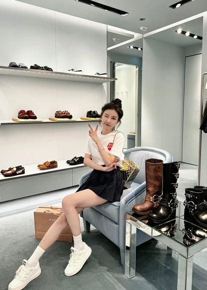 TJ셀러 / 미우미우 반팔티 , 여성 저지 코튼 반팔 티셔츠